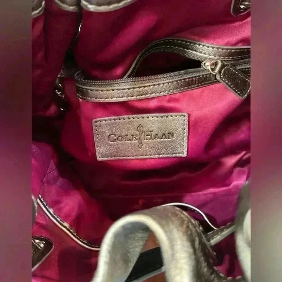 Cole Haan - Metallic Silver Soft Leather Satchel - Picture 8 of 9